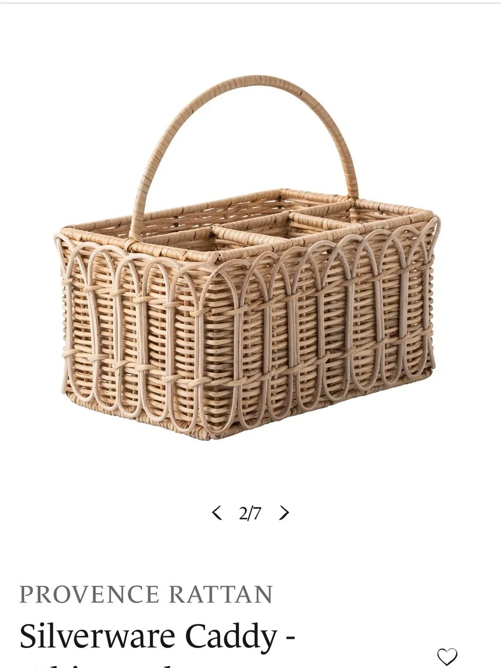 Juliska PROVENCE RATTAN - Silverware Caddy - Whitewash - Picture 2 of 5